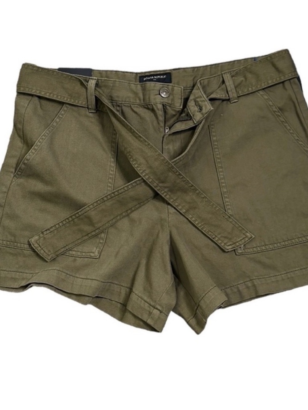 Banana Republic Olive Utility Tie-Waist Shorts